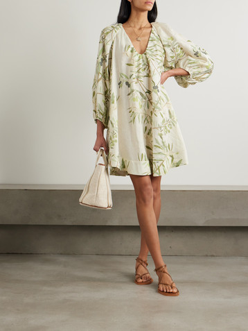 Bernadette Georgette printed linen mini dress