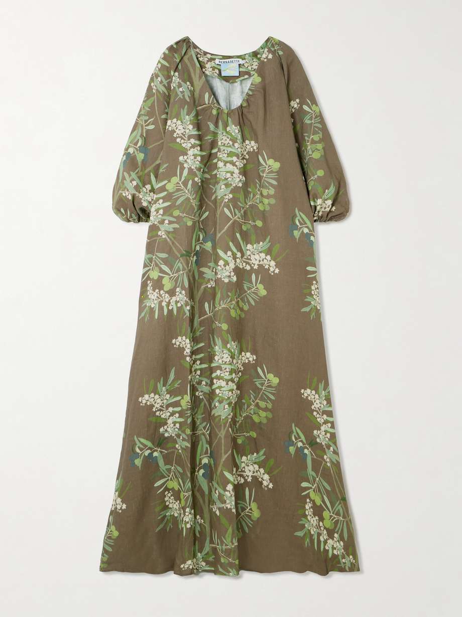 georgio draped floral-print linen maxi dress