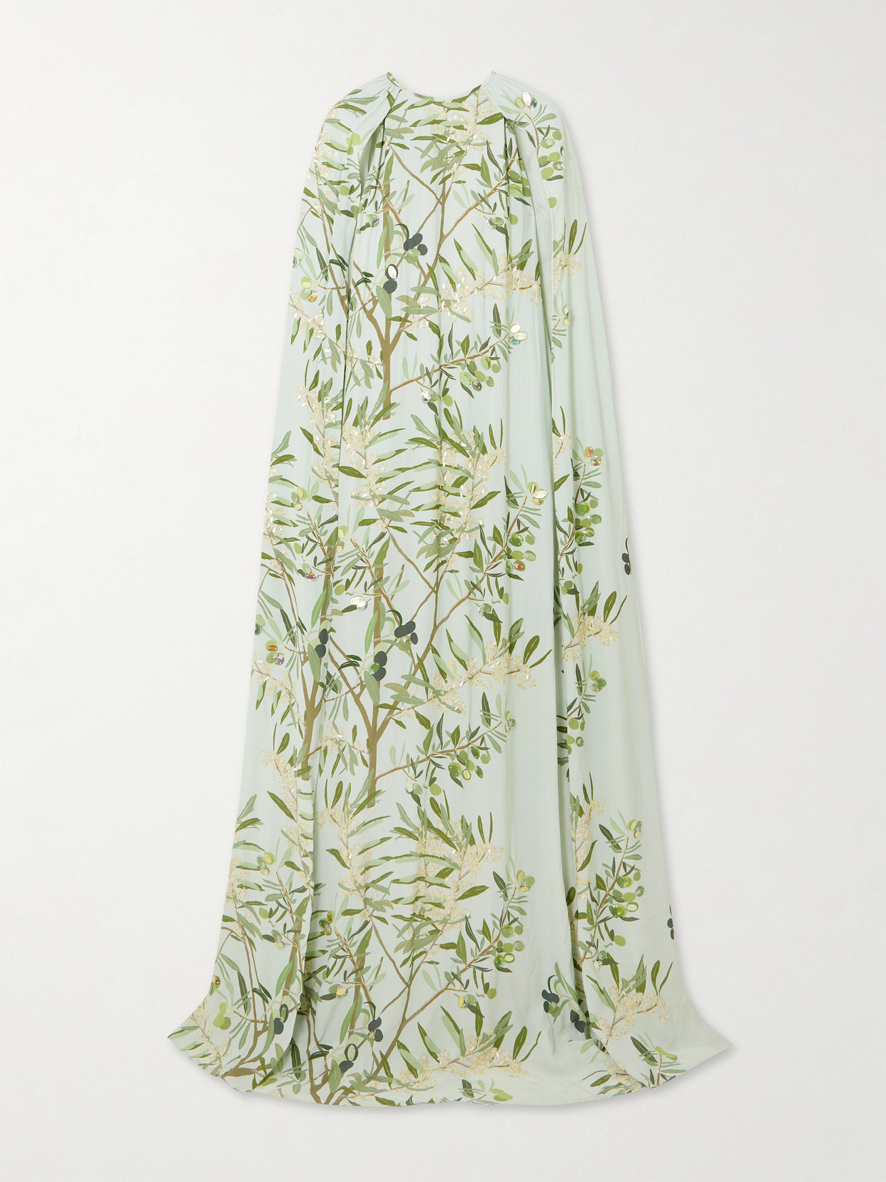 Bernadette Minnie Cape-effect Embellished Floral-print Crepe De Chine Gown