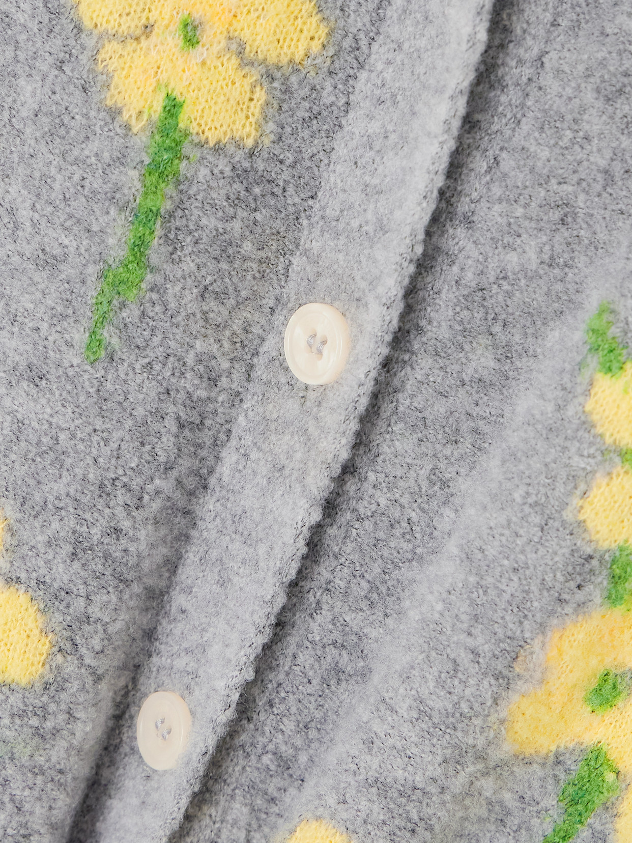 Bernadette Nonna Floral-intarsia Wool-blend Cardigan In Gray