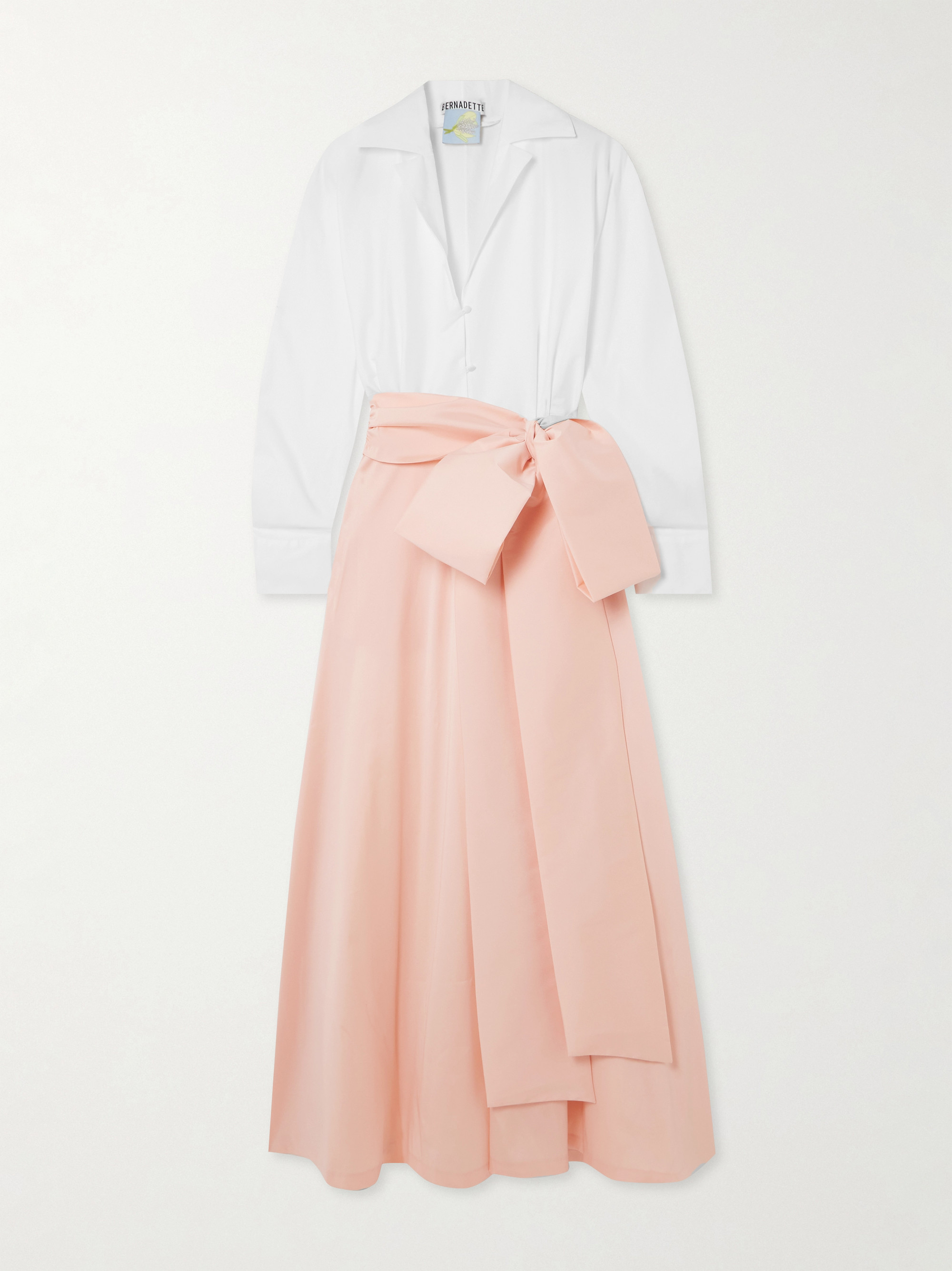 Bernadette Clarence belted organic cotton-blend poplin and taffeta maxi shirt dress thumbnail