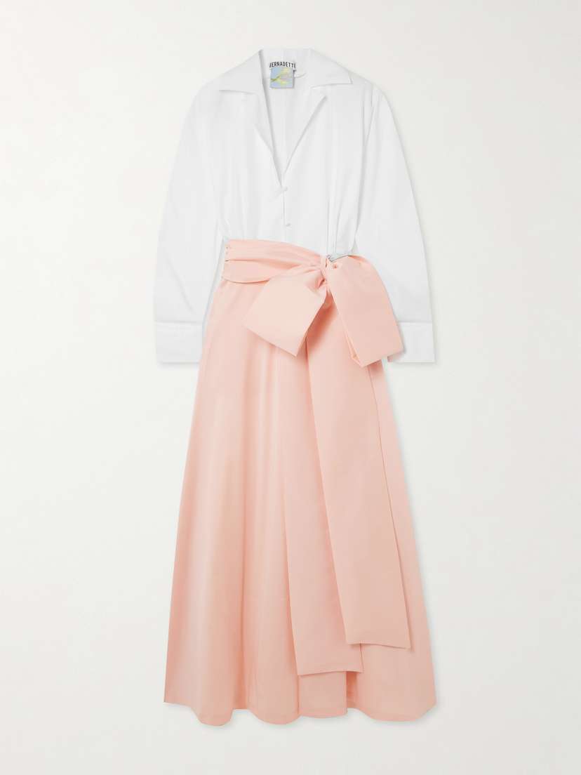 BERNADETTE Clarence Belted Organic Cotton-blend Poplin And Taf... BERNADETTE Clarence Belted Organic Cotton-blend Poplin And Taf...