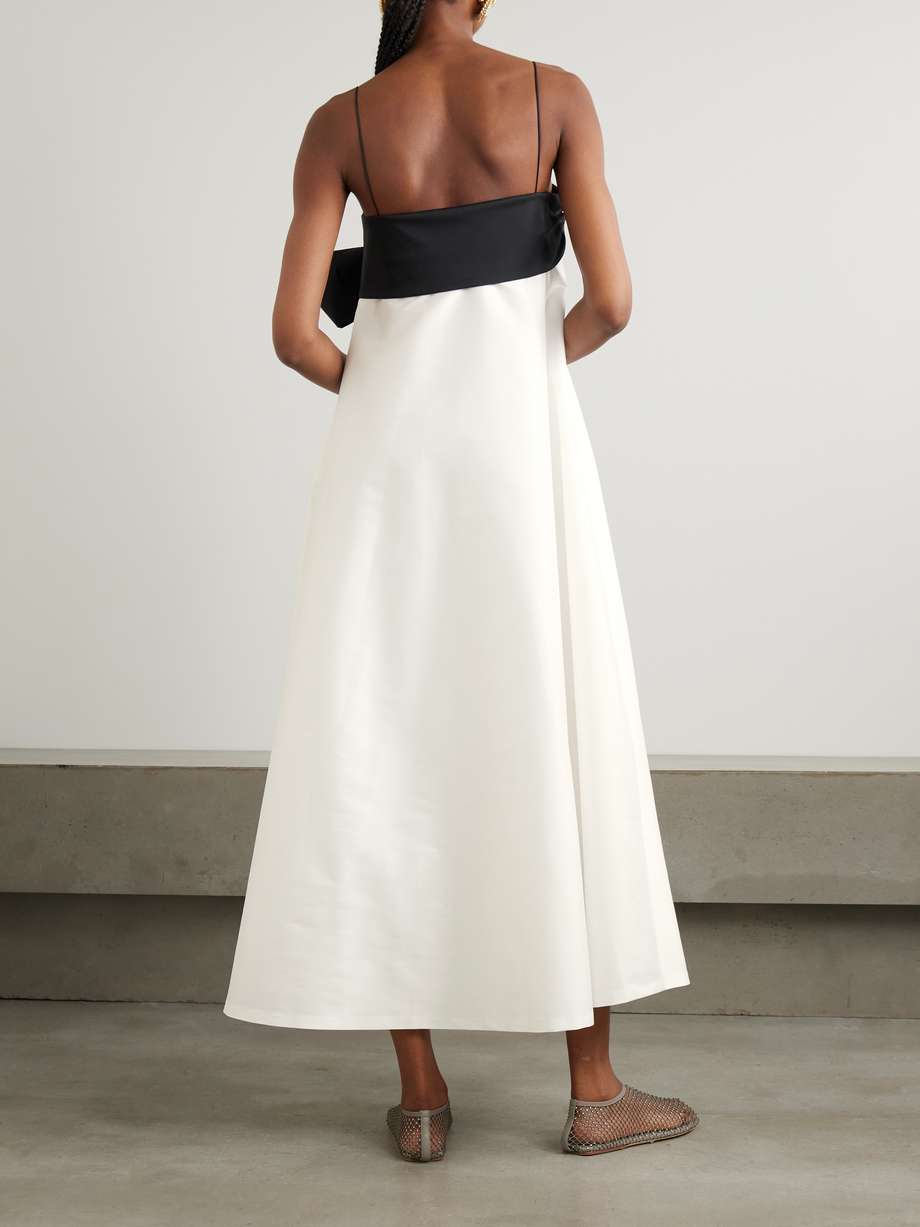 bailey two-tone bow-embellished taffeta midi dress