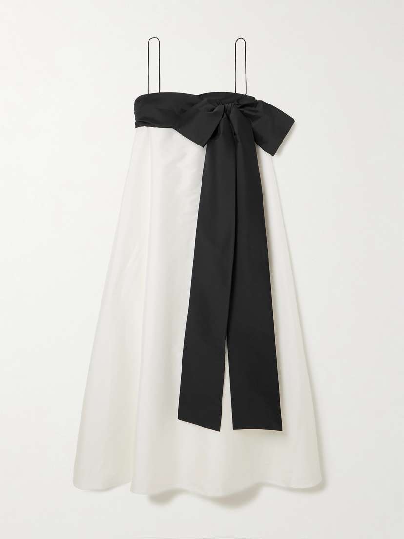 BERNADETTE Bailey Two-tone Bow-embellished Taffeta Midi Dress