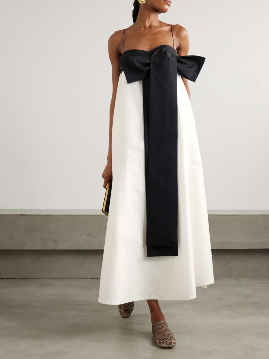 bailey two-tone bow-embellished taffeta midi dress
