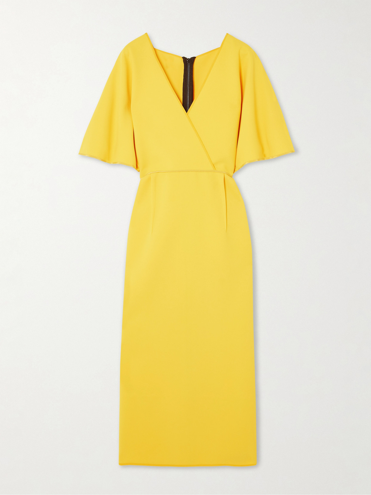 Maticevski Benefit Wrap-effect Pleated Crepe Midi Dress In Yellow