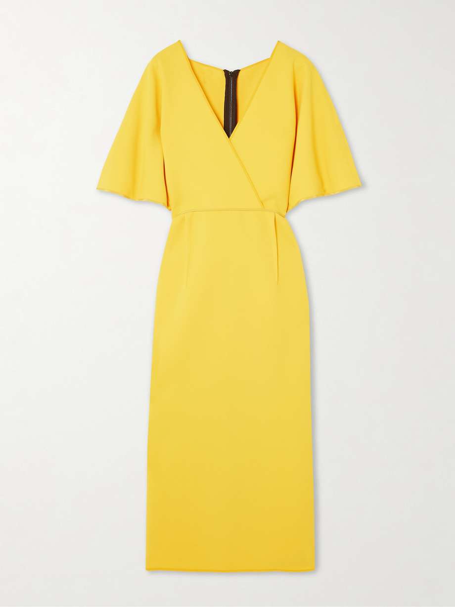 benefit wrap-effect pleated crepe midi dress