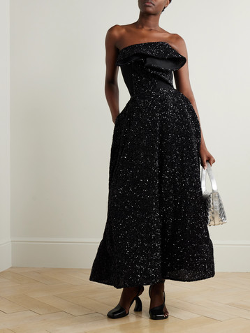 Maticevski Rotation strapless draped sequined crepe gown