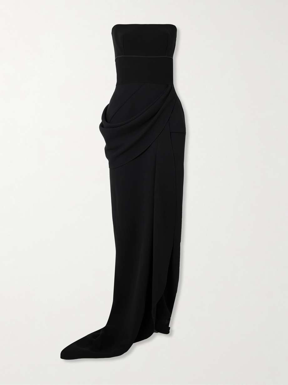 marlene strapless draped crepe de chine gown