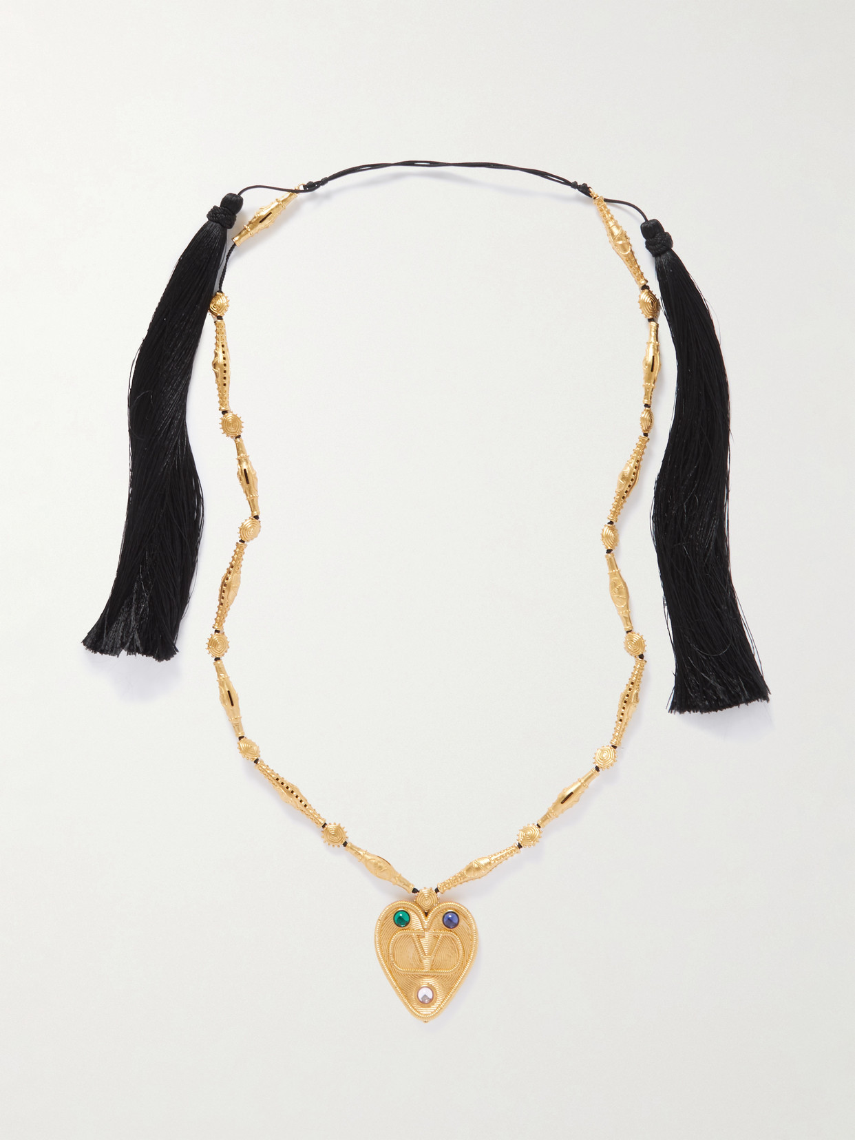 Valentino Garavani Gold-tone, Crystal And Cord Necklace