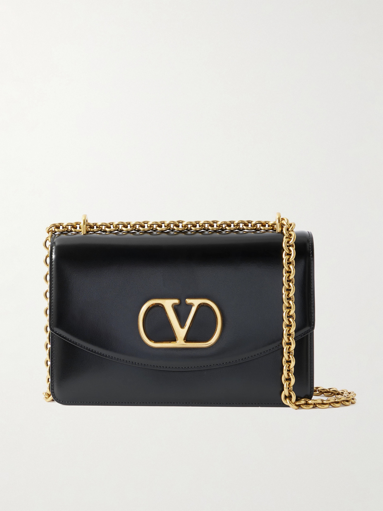 Valentino Garavani Garavani Vain Shoulder Bag In Shiny Calfskin Woman Black Uni In Black