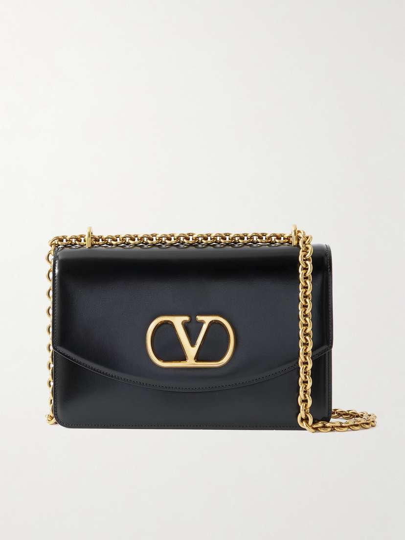 Valentino Garavani Vain Glossed-leather Shoulder Bag