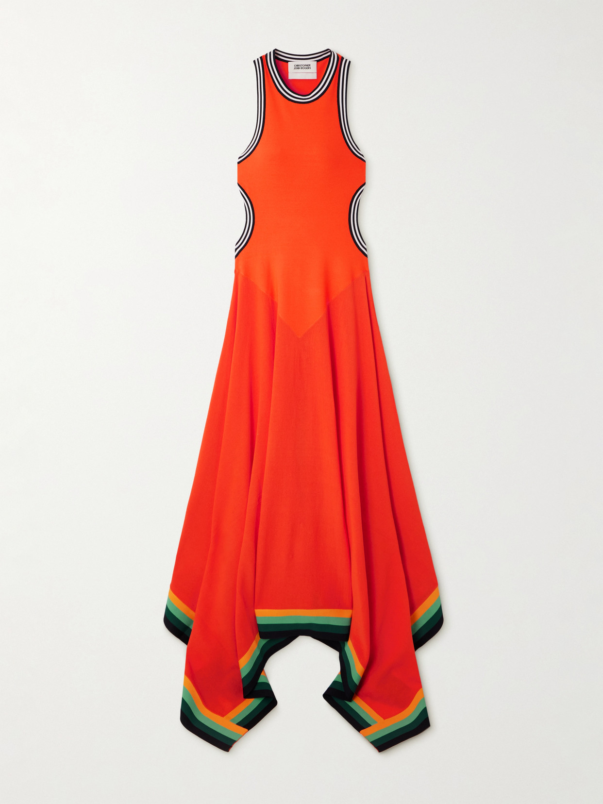 Christopher John Rogers Cutout Striped Cotton-blend Gown