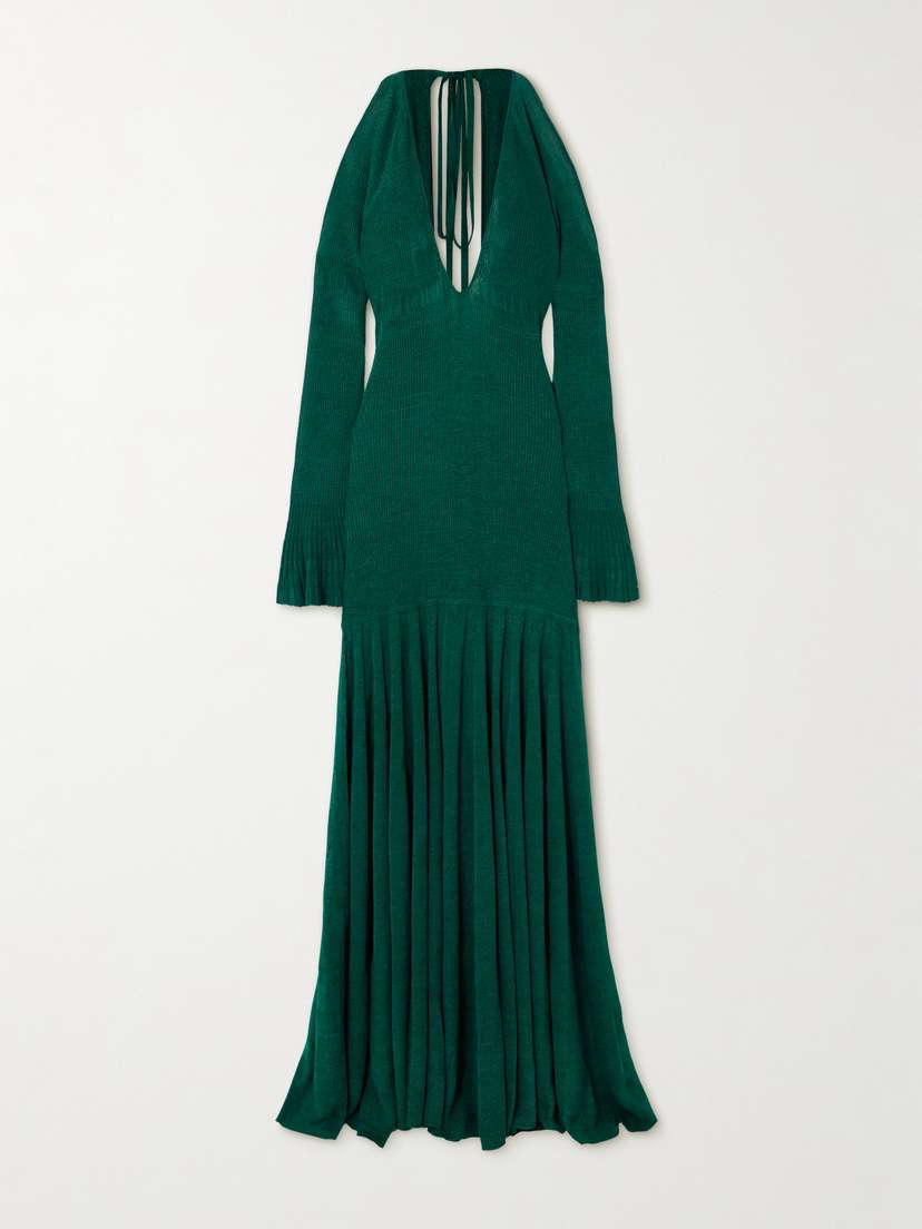 Christopher John Rogers Cutout Ribbed-knit Maxi Dress
