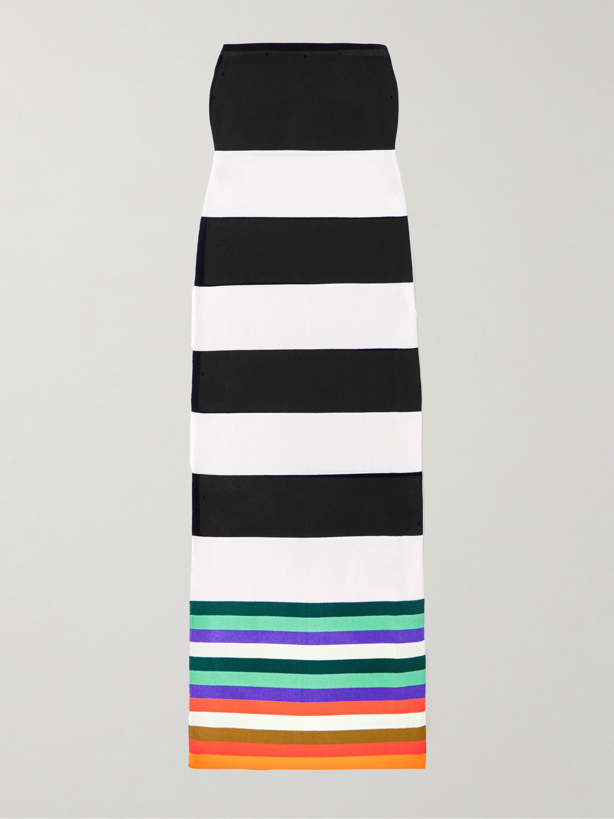 Christopher John Rogers Strapless Striped Stretch-knit Maxi Dress