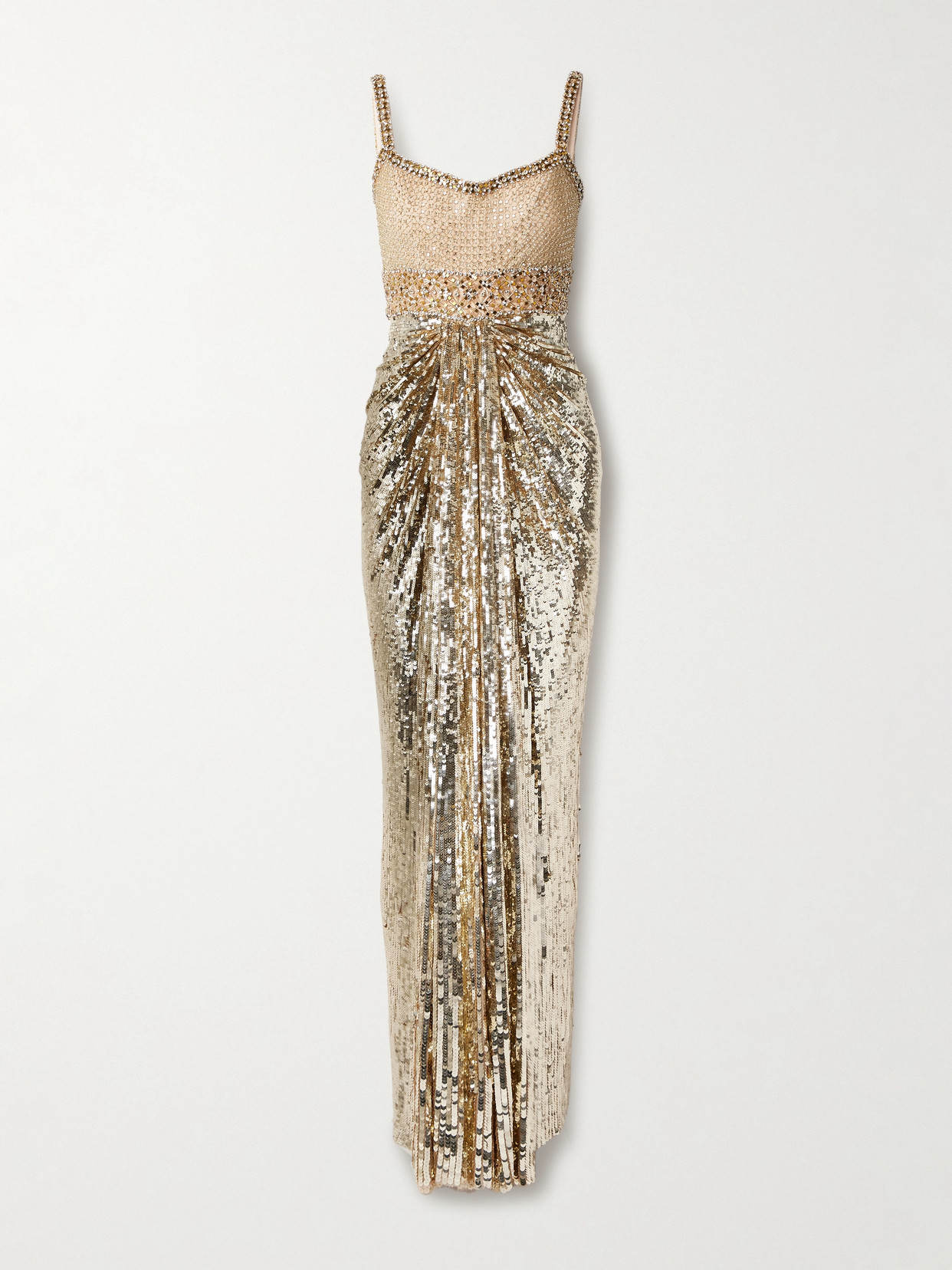 Jenny Packham Only You Draped Embellished Tulle Gown In Gold