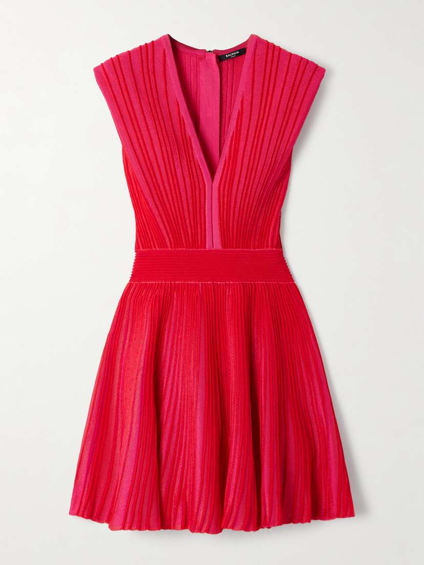 Balmain Striped Knitted Mini Dress