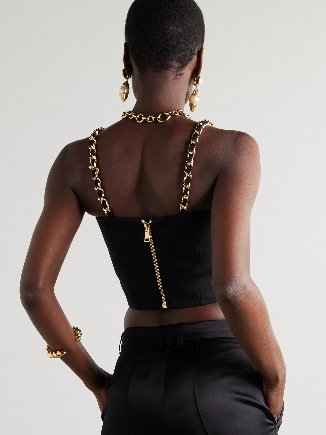 Balmain Plain Top With Chain Straps In Black