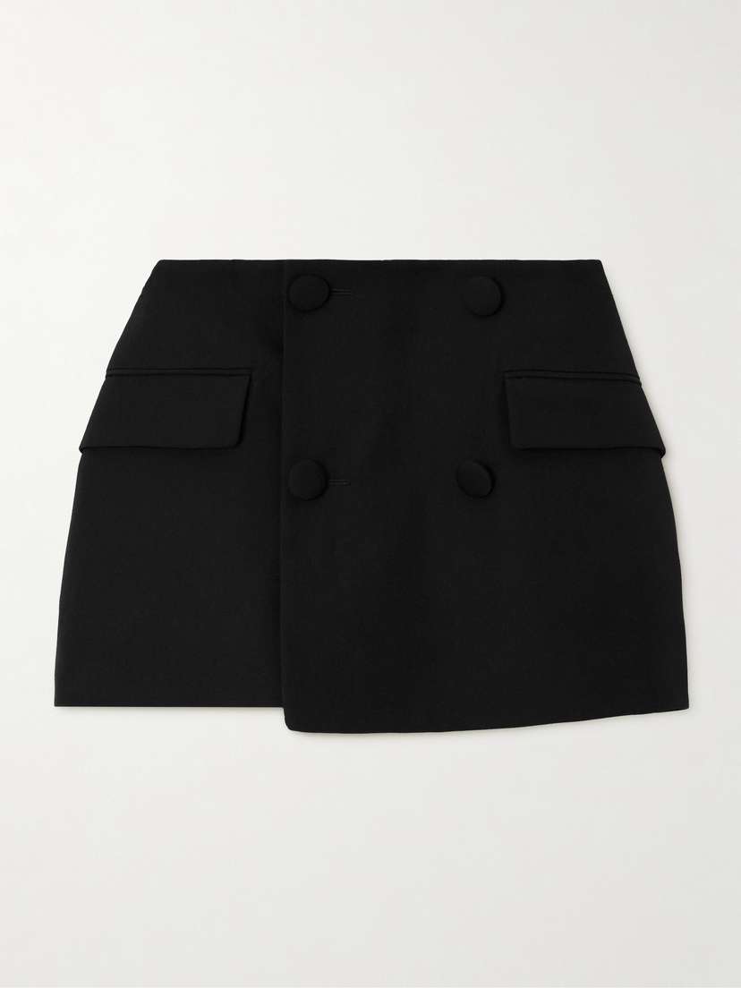 Balmain Wrap-effect Button-embellished Wool Shorts