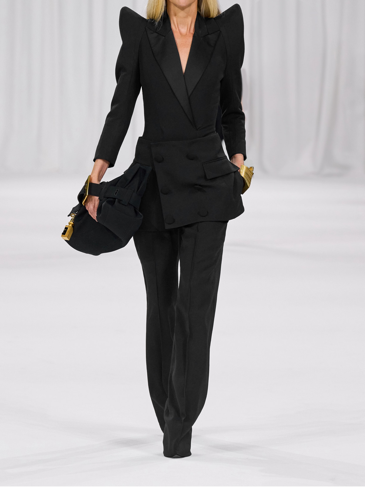 Balmain Wrap-effect Button-embellished Wool Shorts In Black