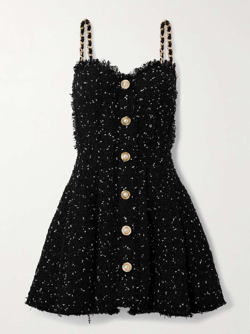 Balmain Embellished Tweed Mini Dress