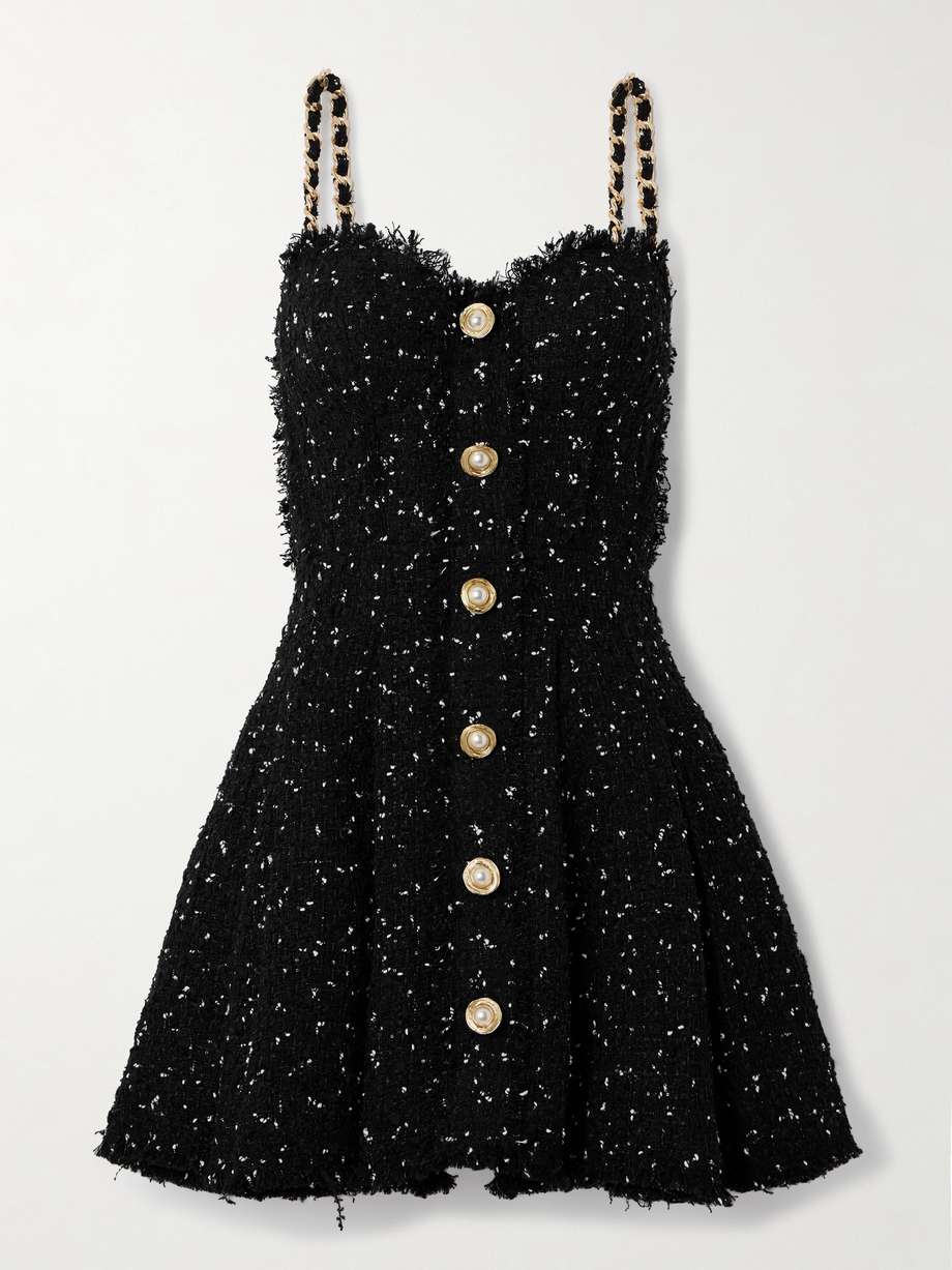 embellished tweed mini dress