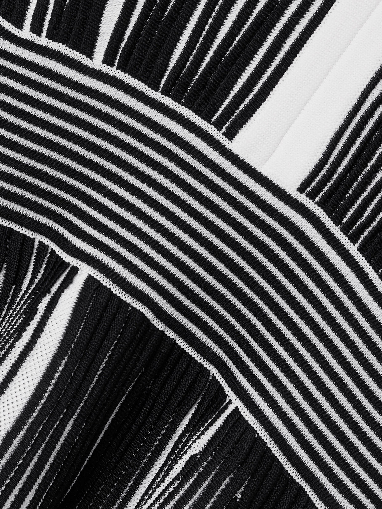 Balmain Two-tone Flared Knitted Dress In White