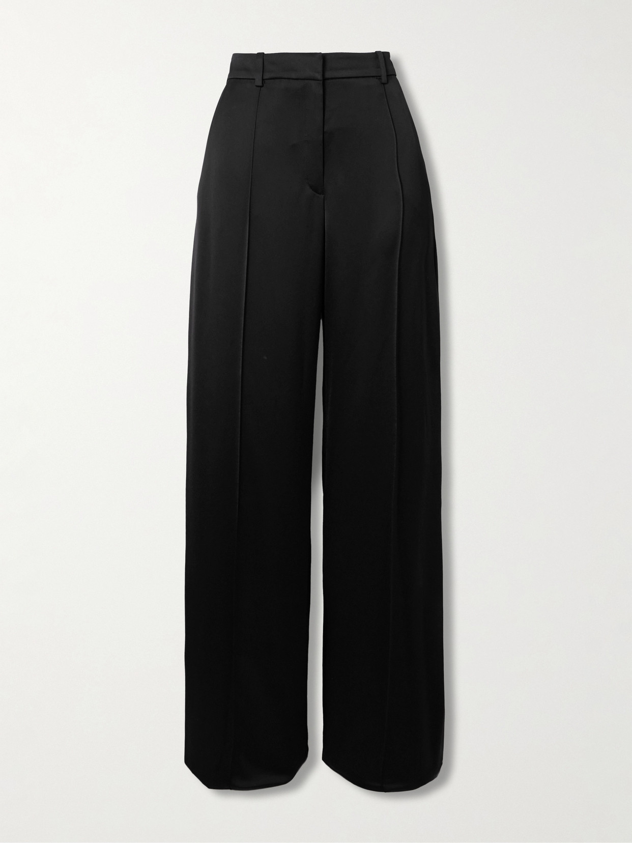 Balmain Pleated Satin Wide-leg Pants In Black