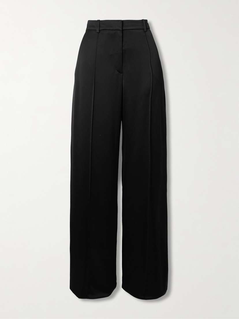 Balmain Pleated Satin Wide-leg Pants