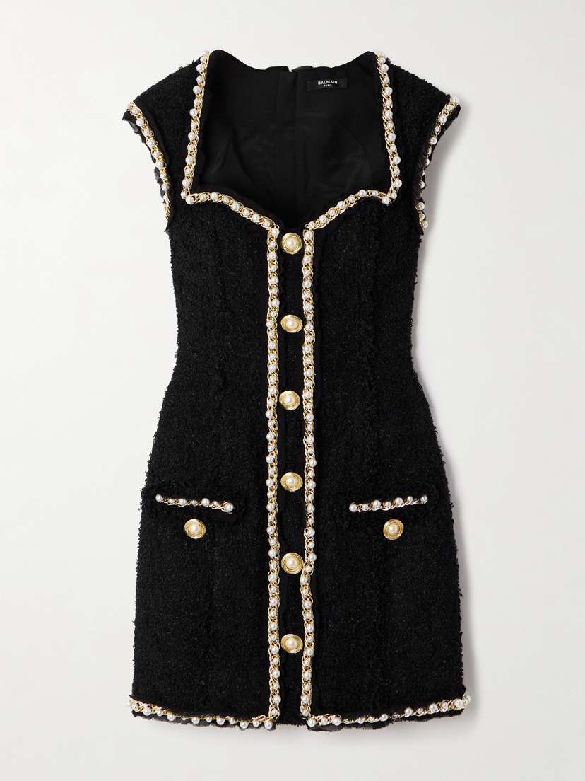 Balmain Embellished Metallic Tweed Mini Dress
