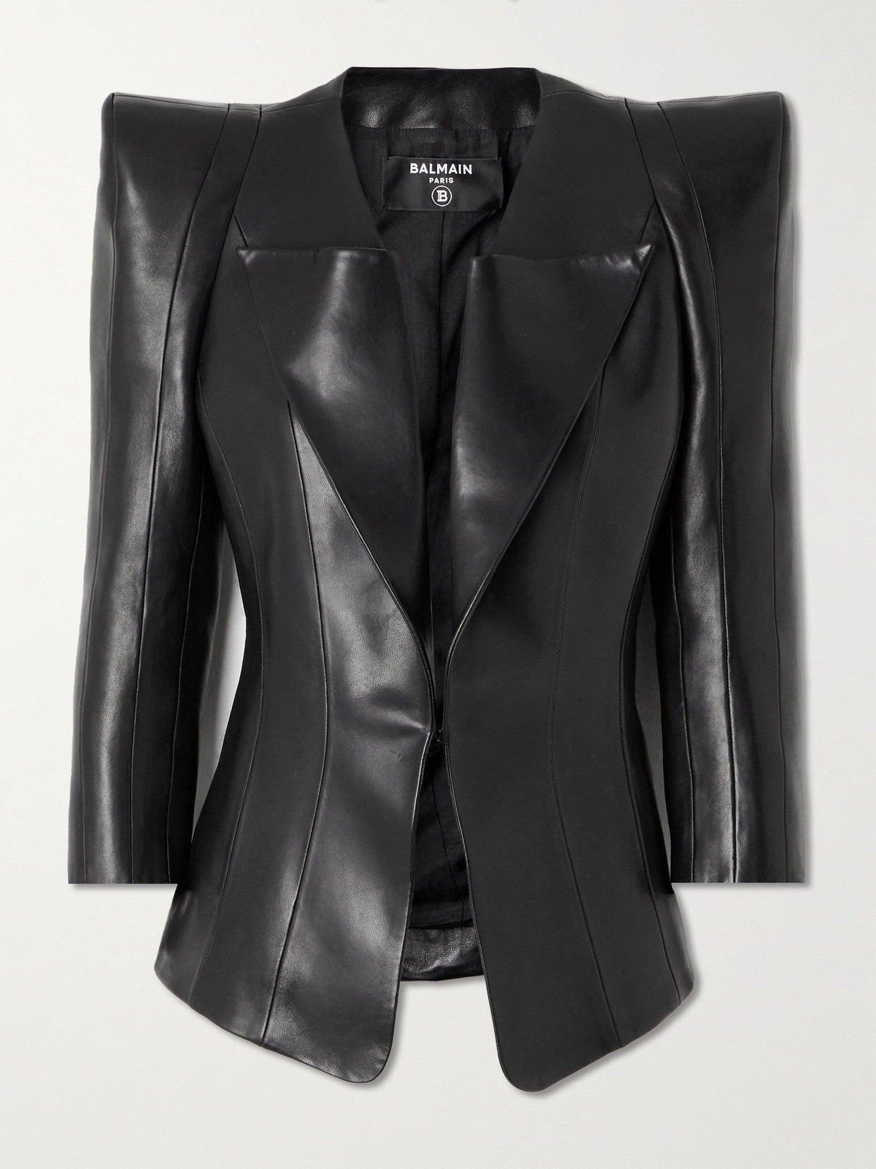 Balmain Lambskin Fitted Jacket In Black