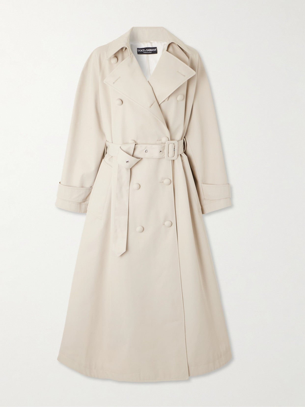 Dolce & Gabbana Double-breasted Belted Gabardine Trench Coat In Cream