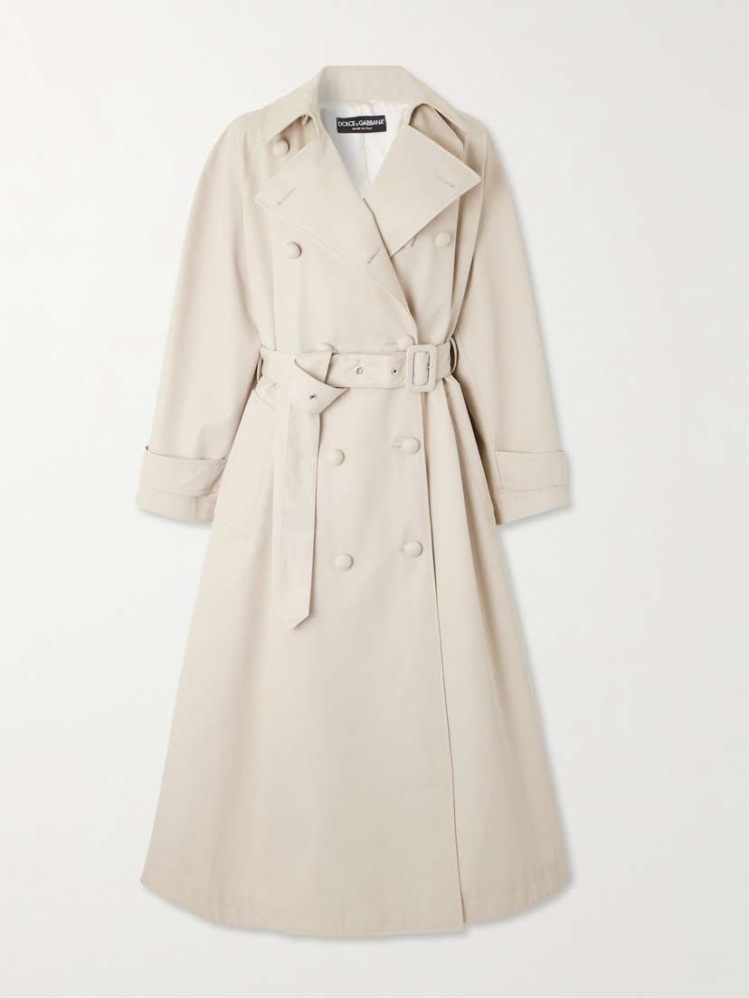 Dolce & Gabbana Double-breasted Belted Gabardine Trench Coat