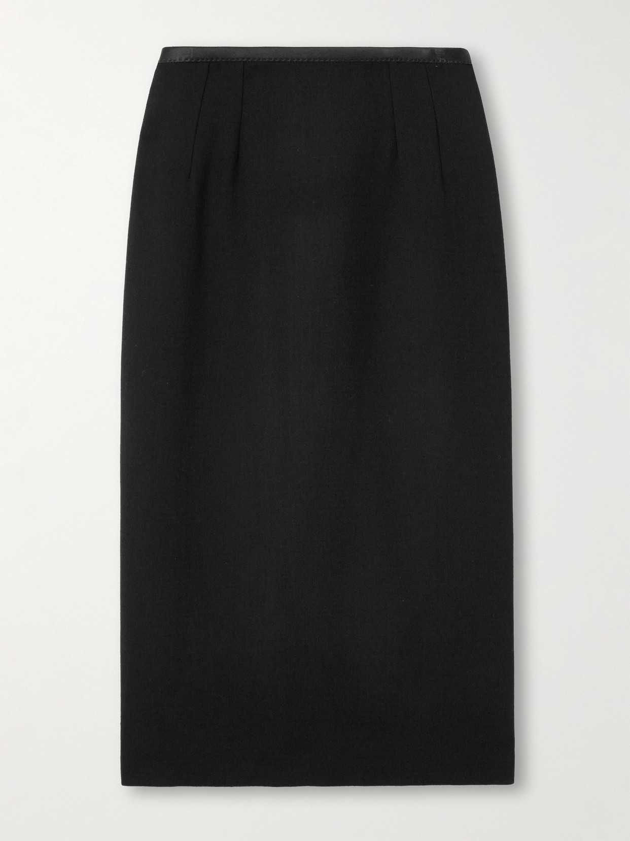 Dolce & Gabbana Silk Satin-trimmed Wool-blend Midi Skirt In Black