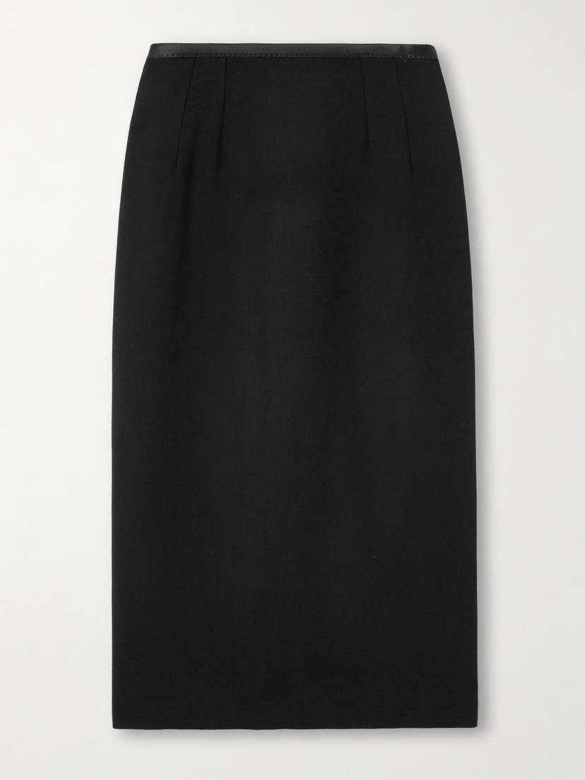 Dolce & Gabbana Silk Satin-trimmed Wool-blend Midi Skirt