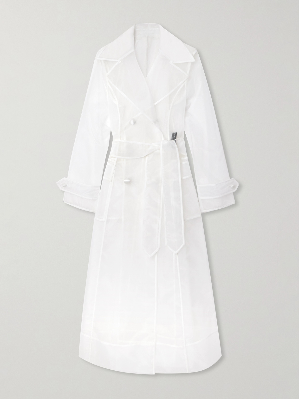 Dolce & Gabbana Double-breasted Belted Organza Trench Coat In White