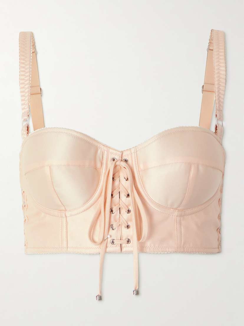 Dolce & Gabbana Cropped Lace-up Satin Bustier Top