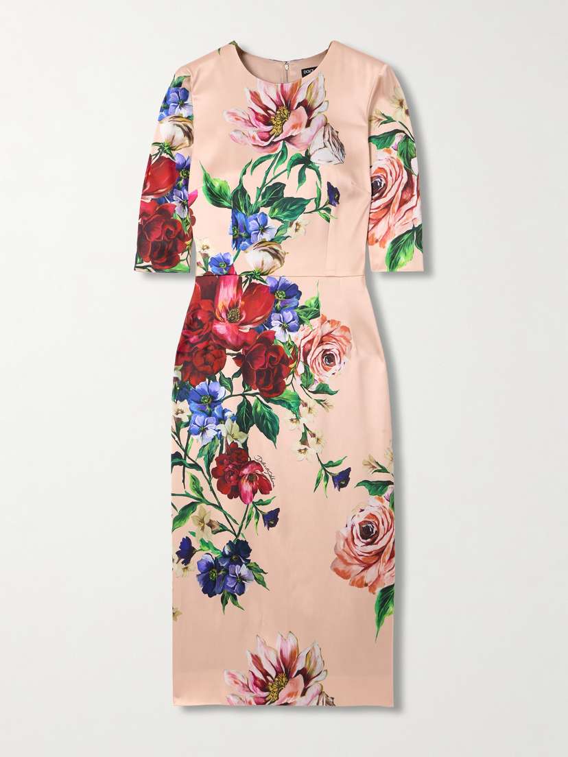 Dolce & Gabbana Floral-print Satin Midi Dress
