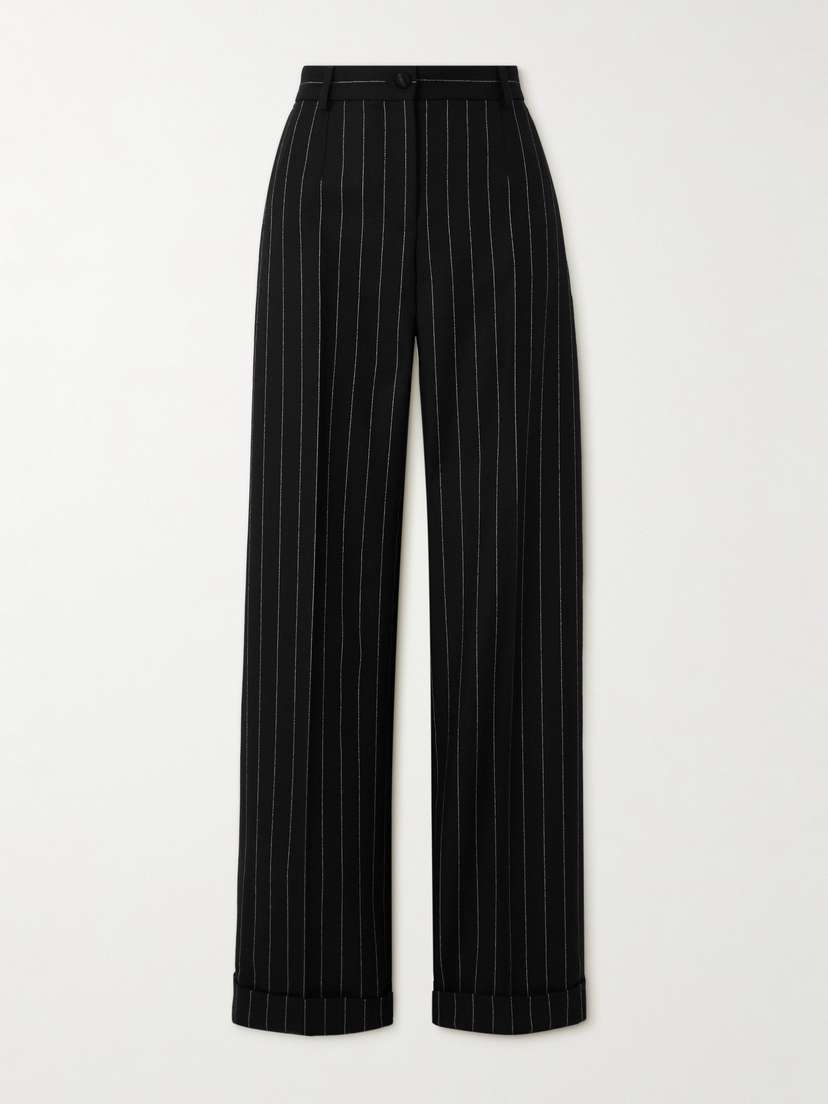 Dolce & Gabbana Striped Wool-blend Straight-leg Pants