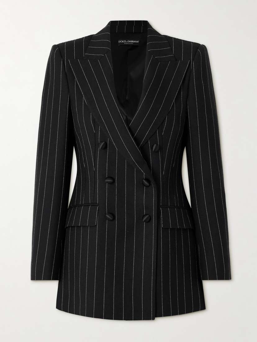 Dolce & Gabbana Double-breasted Pinstriped Wool-blend Blazer
