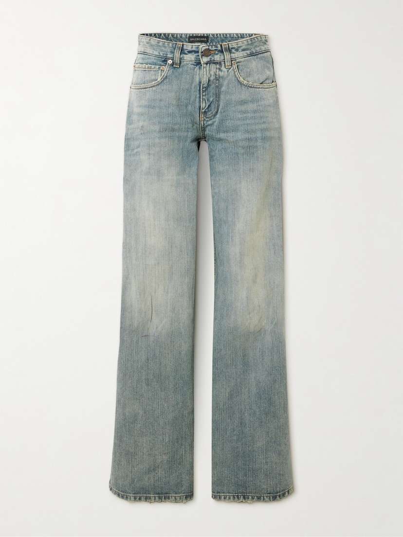 Balenciaga Distressed id-rise Wide-leg Jeans
