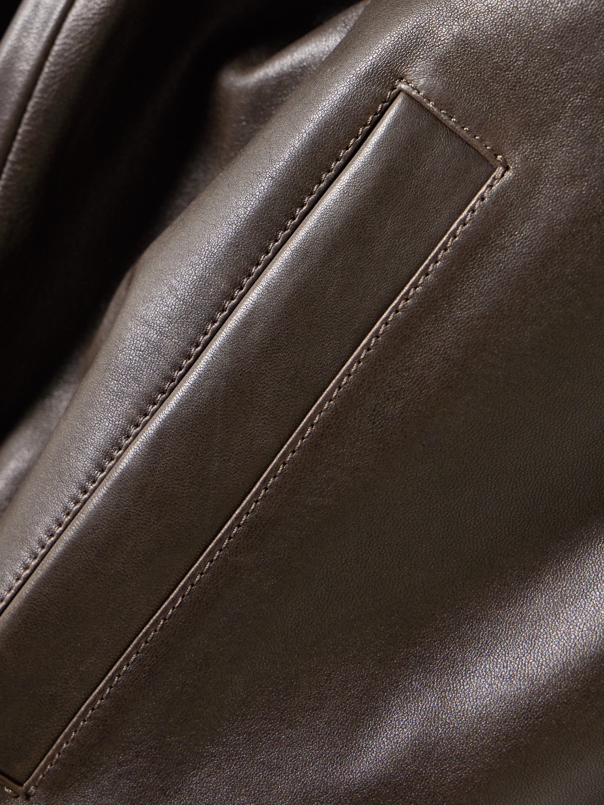 Nour Hammour Marly Zipped Bomber Leather Jacket In Brown