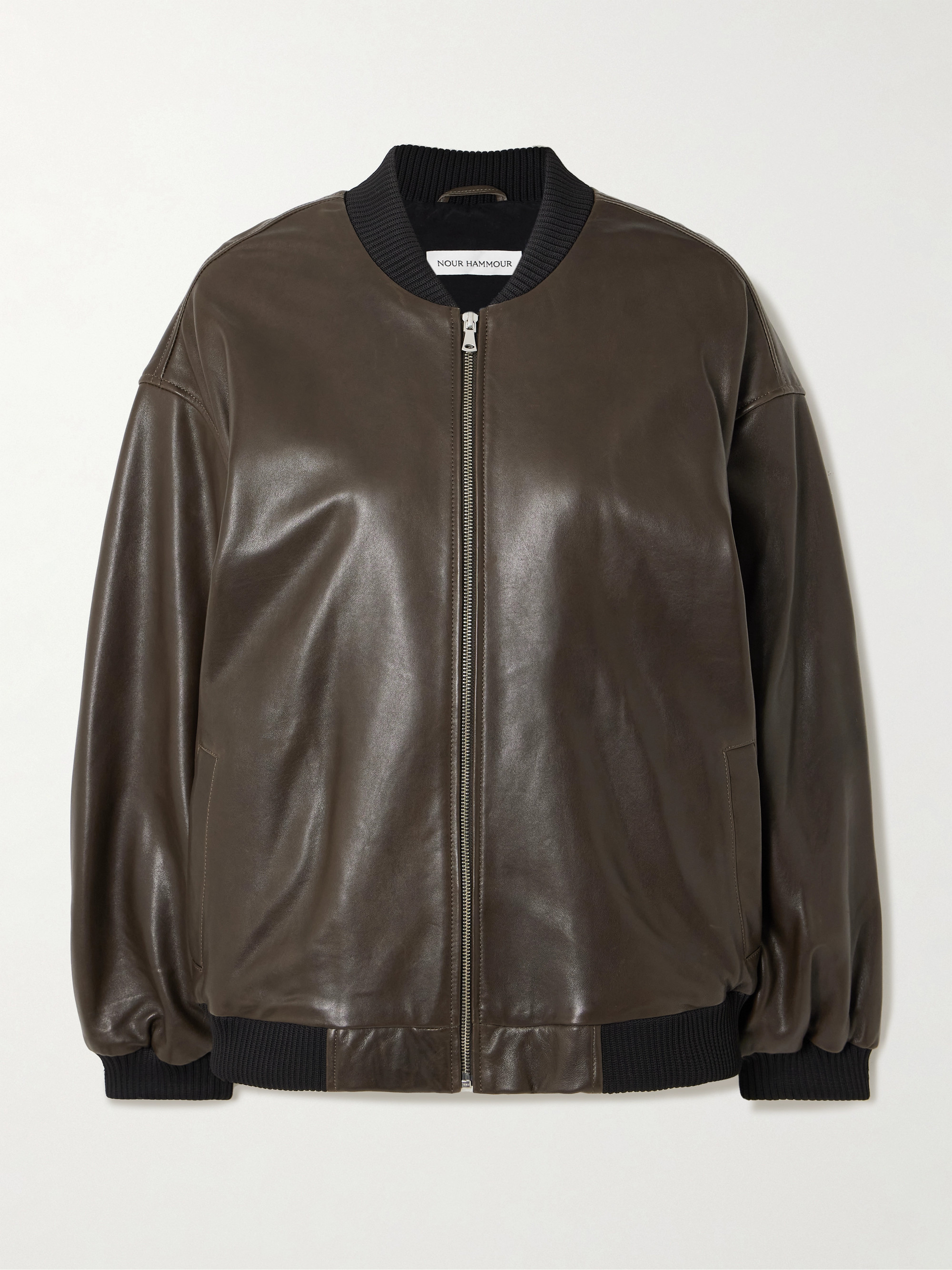 NOUR HAMMOUR Marly leather bomber jacket thumbnail