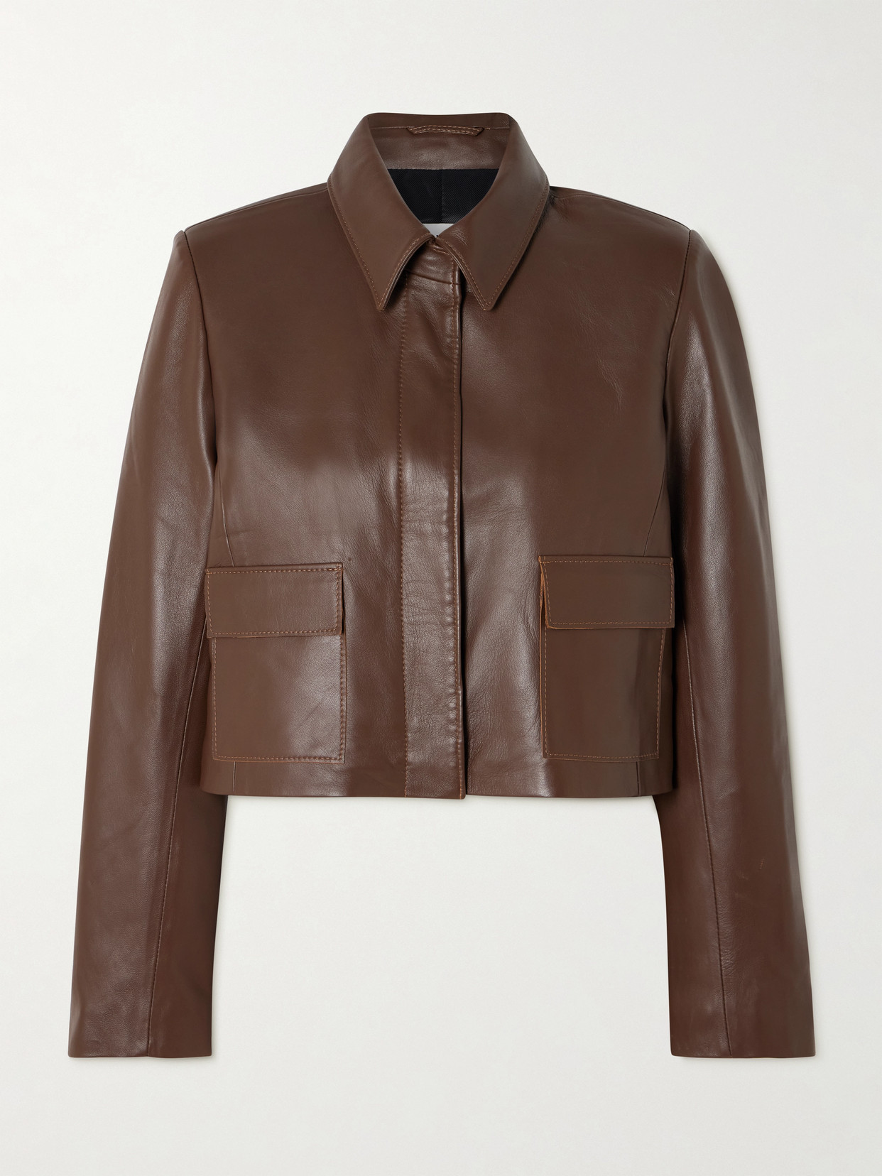 Nour Hammour Brown Bleeker Leather Jacket In Brown