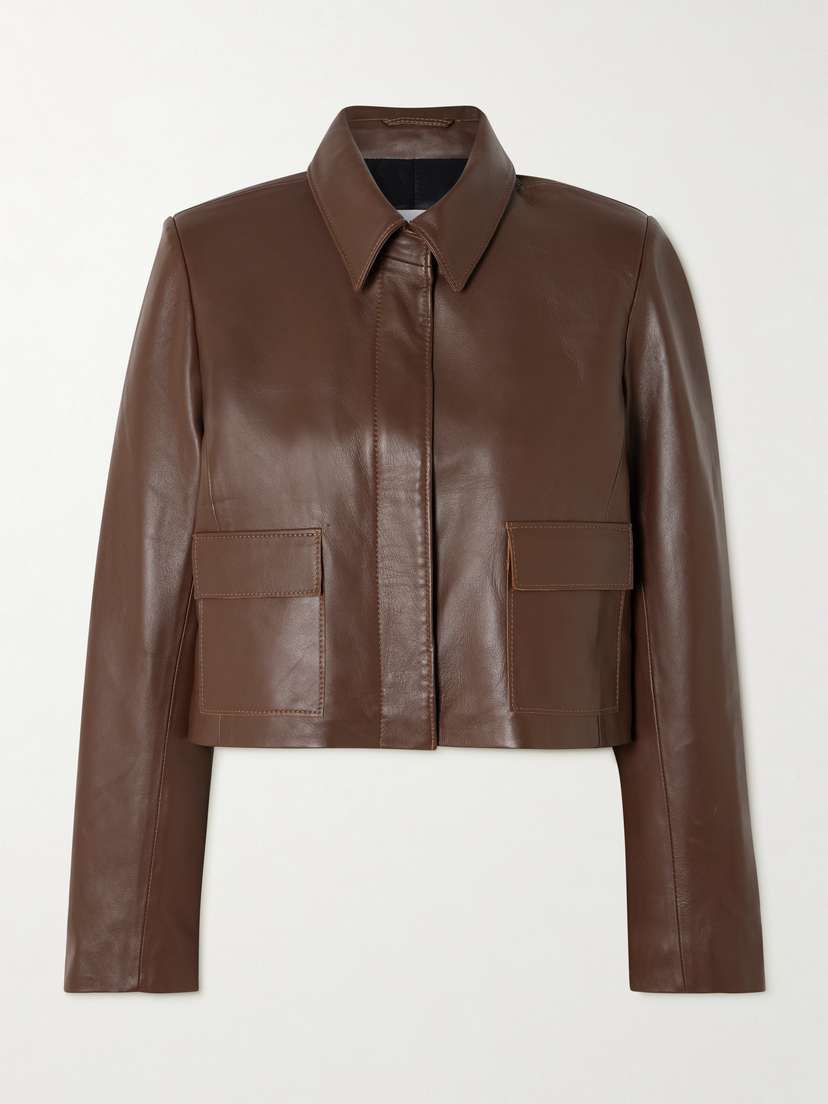 Nour Hammour Bleeker Cropped Paneled Leather Jacket