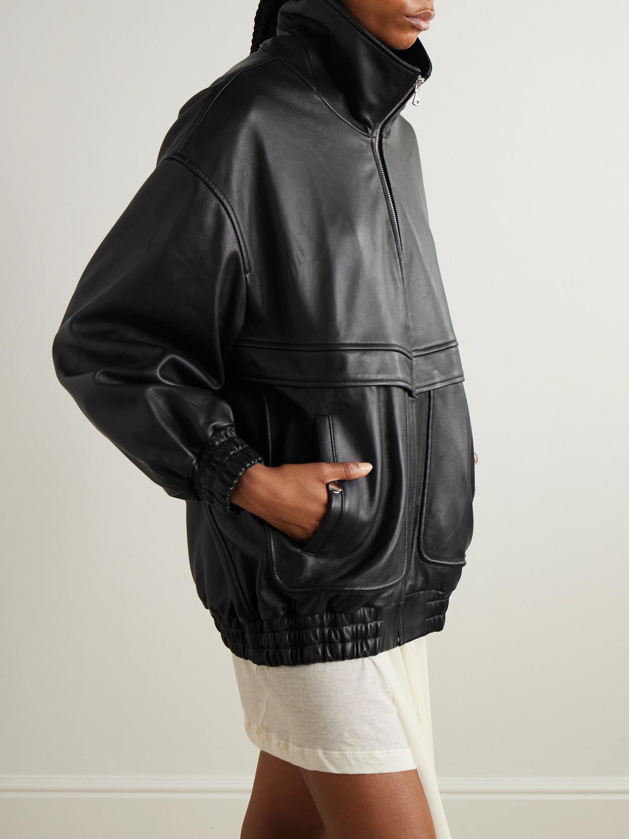 NOUR HAMMOUR BECK OVERSIZED LEATHER JACKET