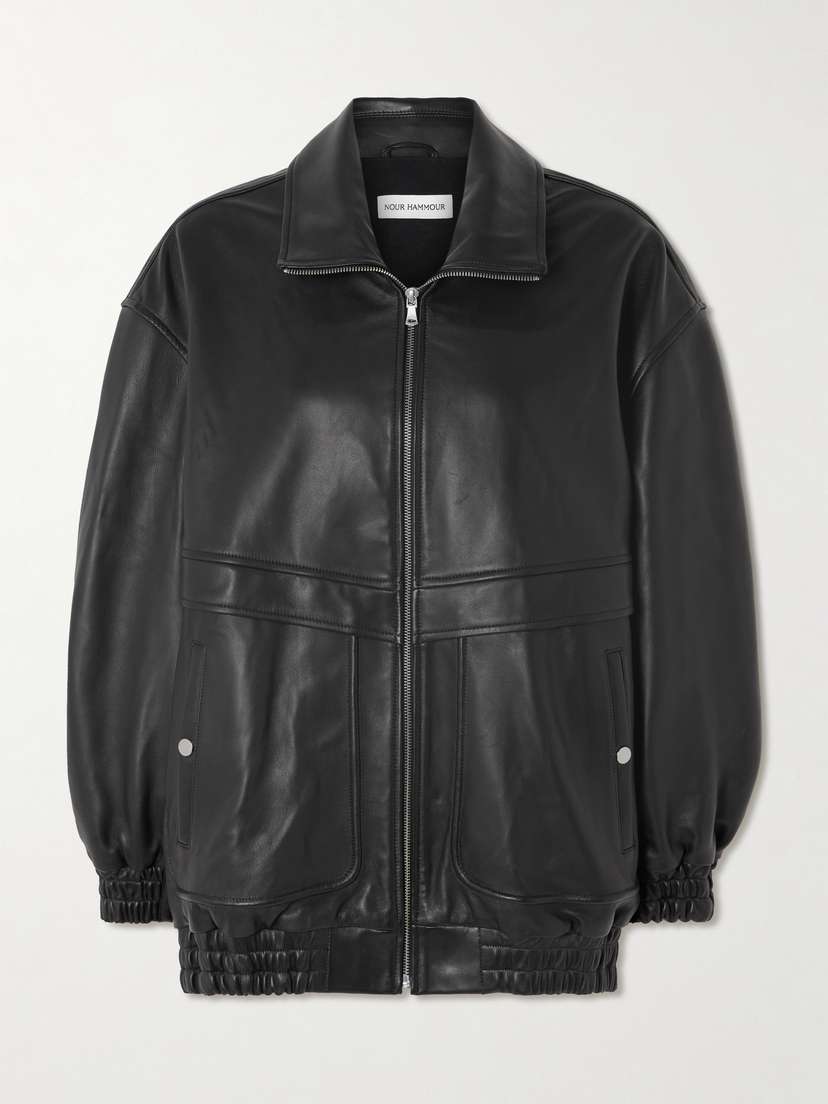 Nour Hammour Beck Oversized Leather Jacket