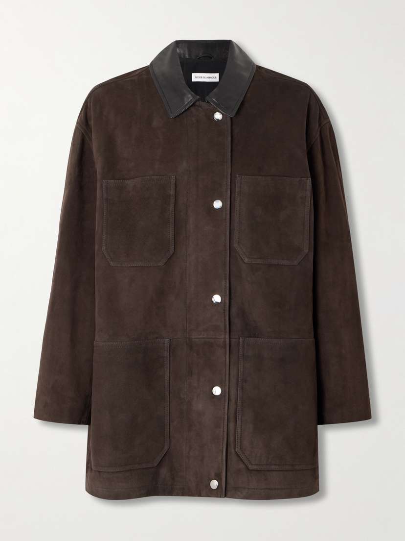 Nour Hammour Barn Leather-trimmed Suede Jacket