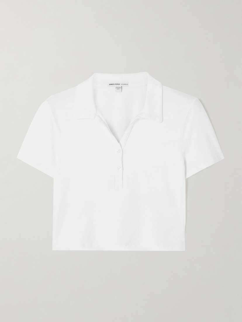James Perse Cropped Cotton-blend Terry Polo Shirt