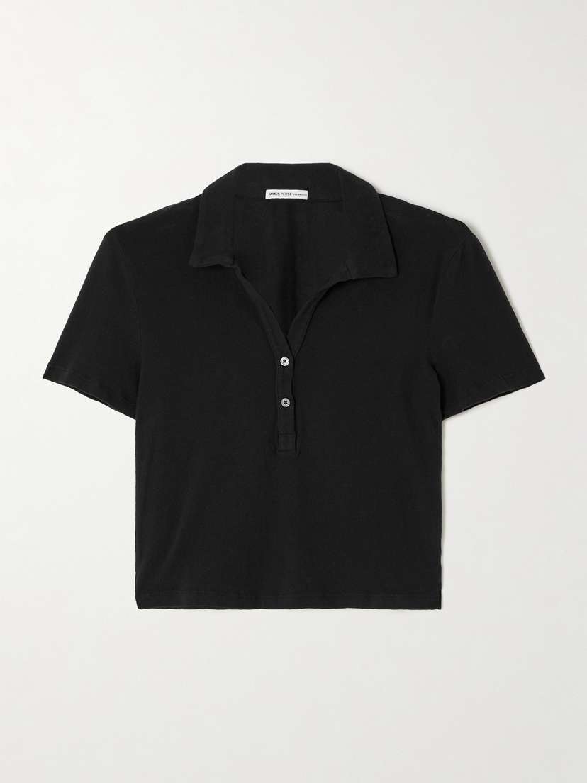 James Perse Cropped Cotton-blend Terry Polo Shirt
